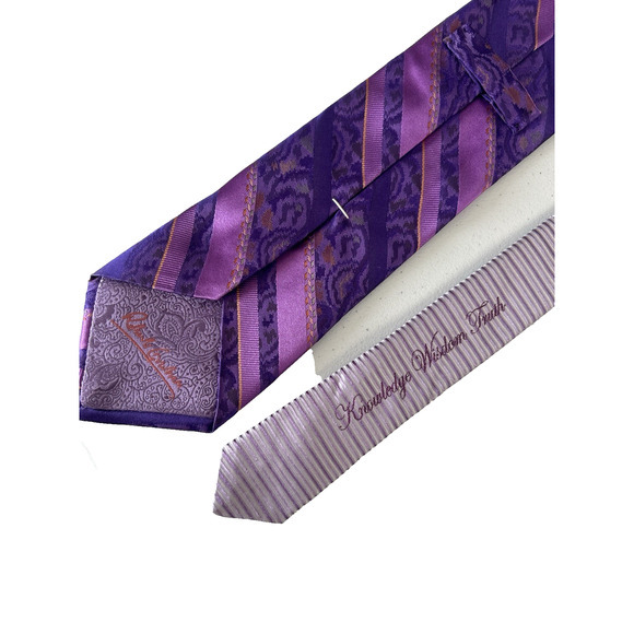 Robert Graham Silk Purple Stripe Jacquard Luxury Necktie Knowledge Wisdom Truth - Picture 2 of 6